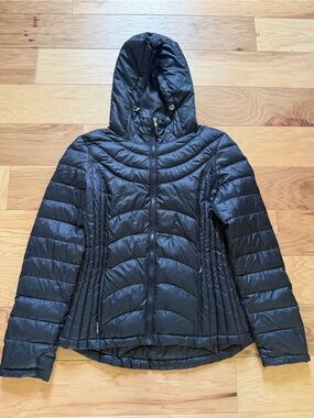 Andrew Marc Packable Down Jacket Small Black Lightweight Puffer Zip Coat